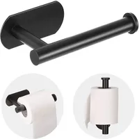 Wall Mount Toilet Towel Paper Holder Adhesive Black Silver Kitchen Roll Paper Stand Hanging Napkin Rack Bathroom Accessories WC 2