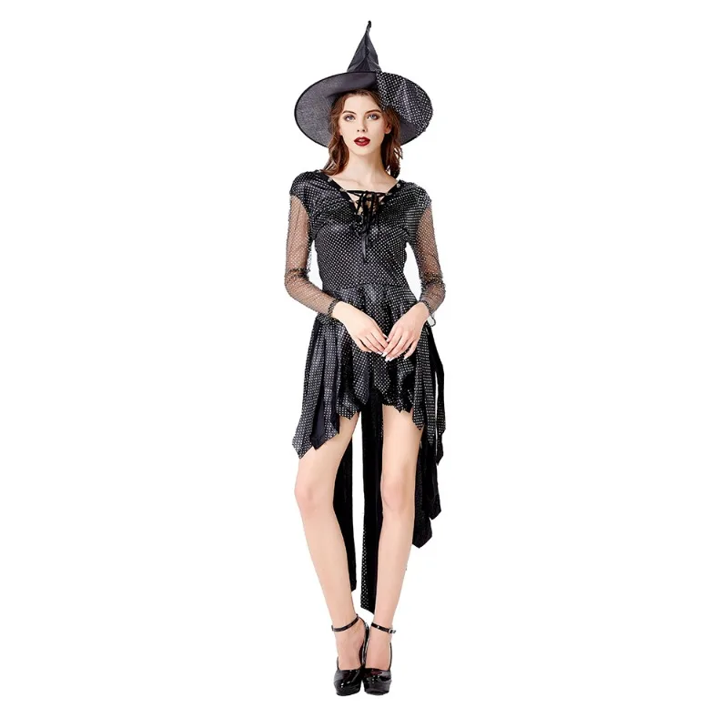 

Dot Women Sexy Witch Costume Adult Black Swallow The Flying Sorceress Cosplay Costume For Halloween Fancy Dress