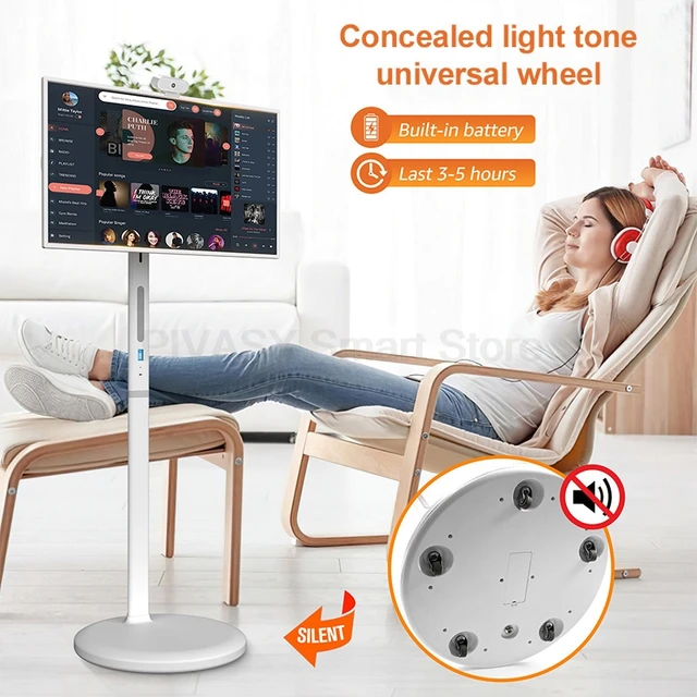Mobile 27 pollici Alimentazione a batteria Android 13 Smart TV Girevole Touch Screen Tablet mobile Portatile Wireless Casting Tiktok Video 2