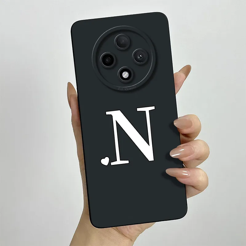 Cute Initial Letters Square Silicone Matte Shockproof Back Cover