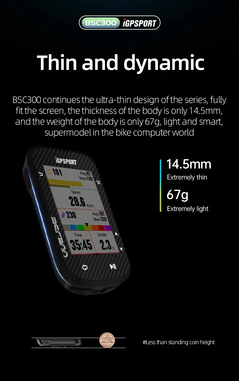 BSC300 Computer Wireless Bike Odometer GPS Navigation MTB Road Speed Cadence Sen