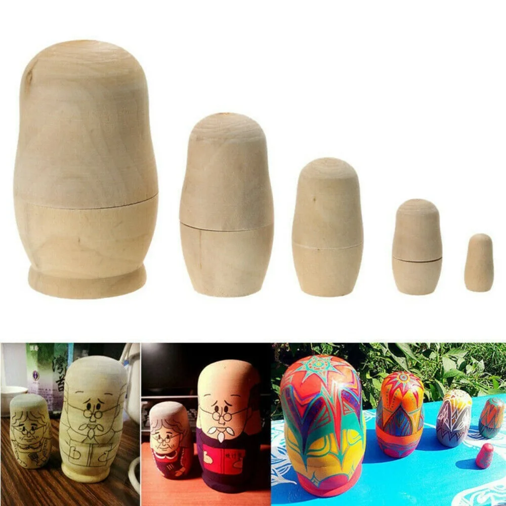 Kids Kindergarten Handicraft Material Boys Girls Gifts Matryoshka Toy Russian Nesting Dolls Doll Blank Wooden Embryos - 3