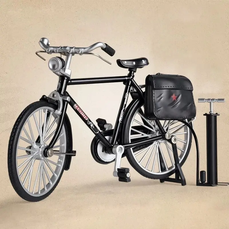 Vintage deux huit grande barre classique nostalgie modèle de vélo ornement avec porte-documents et pompe ornement décoratif de bureau