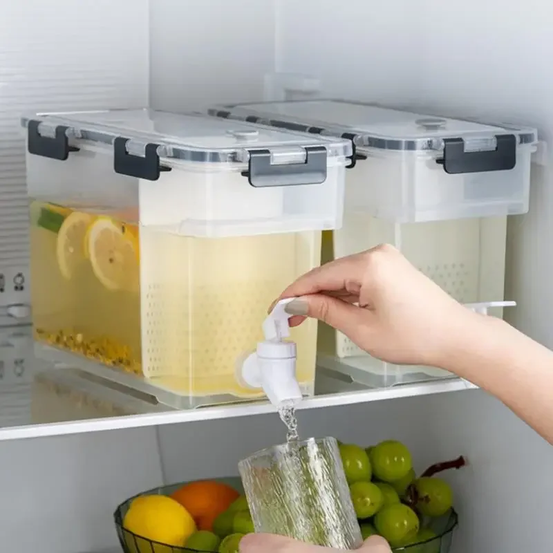 5L Fridge Beverage Dispenser Refrigerator Cold Kettle With Spigot Water  Dispenser Cool Water Bucket Juice Containers For Picnic - AliExpress