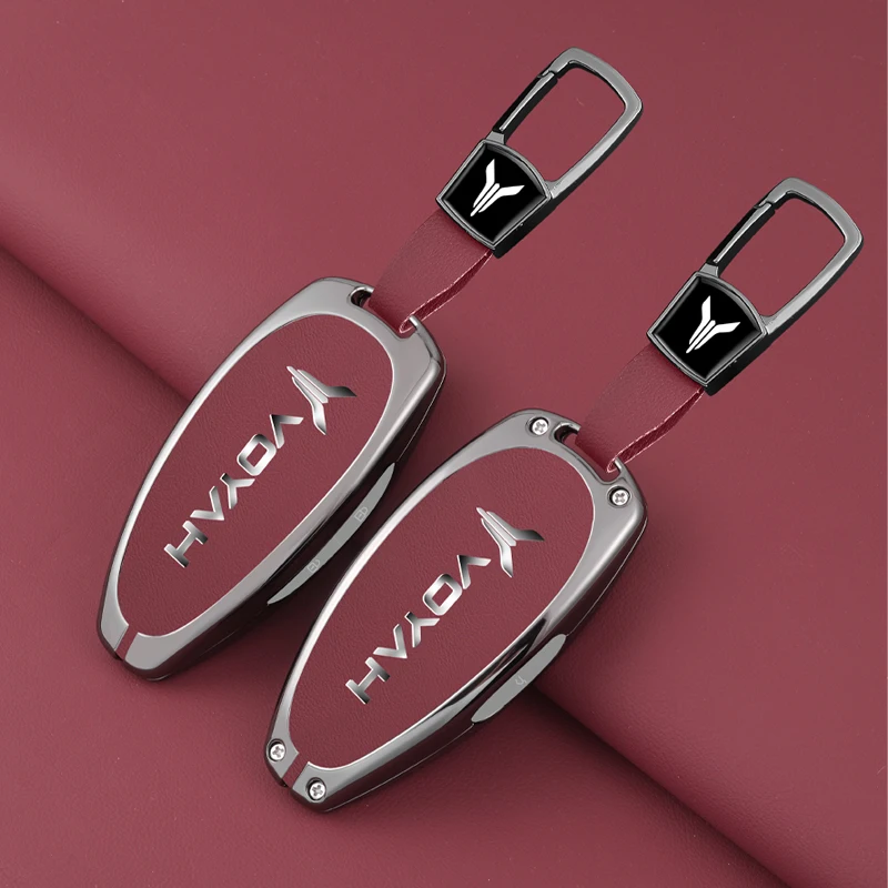 Key Case Key Case Cover Car Key Shell Car Key Chain Zinc Alloy Leather Car Key Case Cover Shell Fob For Voyah Free I-Land Dreamer