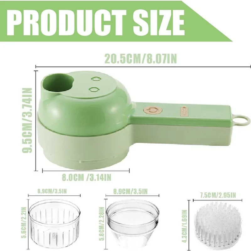 4-in-1 Handheld Electric Vegetable Cutter Set - Spiral Slicer Masher Kitchen Tool 4