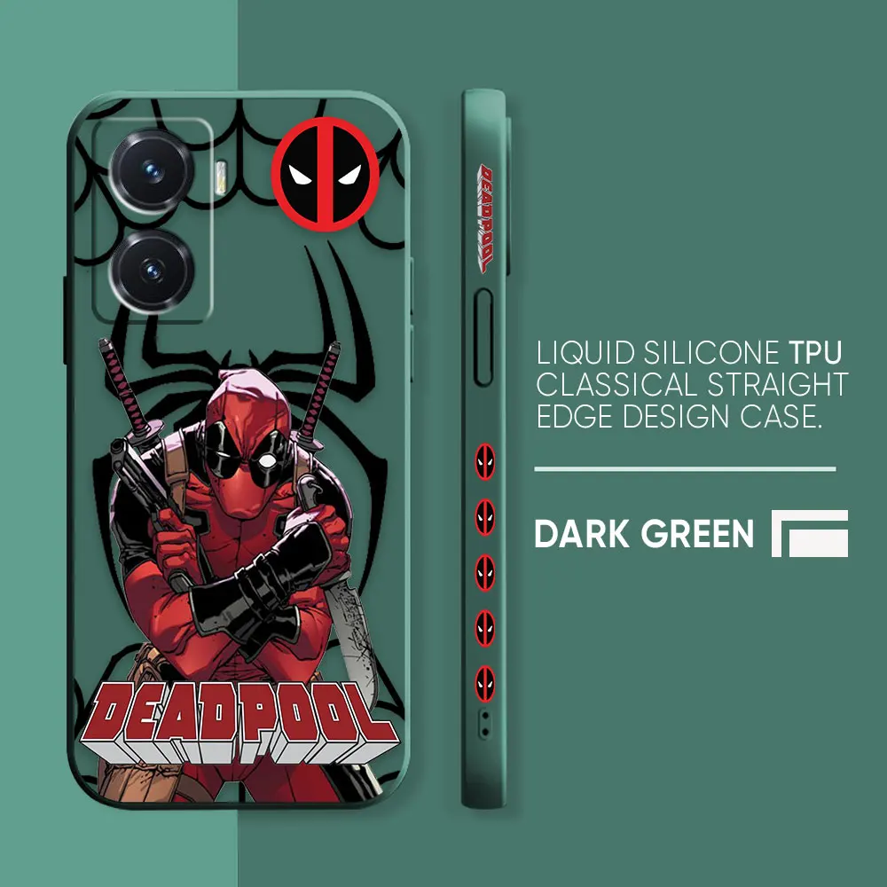 thumbnail image 1 of Case For VIVO Y55 Y52S Y53S Y66 Y55S Y73S 5G Y85 Y93 Y76 Y91 Colour Simple Liquid Silicone Shell Funda Capa Case Marvel Deadpool, 1 of 5