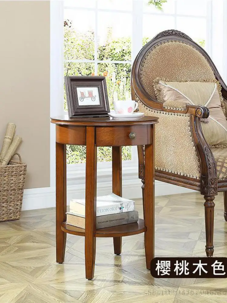 American Style Small Round Table Simple Corner Table Living Room Side Sofa Side Cabinet Coffee Mini Small Round