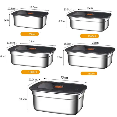 Stainless Steel Camping Lunch Box Sealed Leak-proof Bento Box Microwave Suitable Large Capacity Refrigerator Freezer Storage Box - Image 6