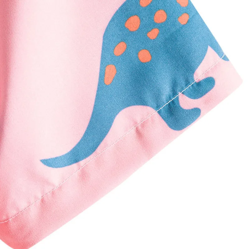 Fashion summer Hawaiian Shirt Mens Funny Style Dinosaur Cartoon Printed Short Sleeve Pink Shirts Men Korean Clothes