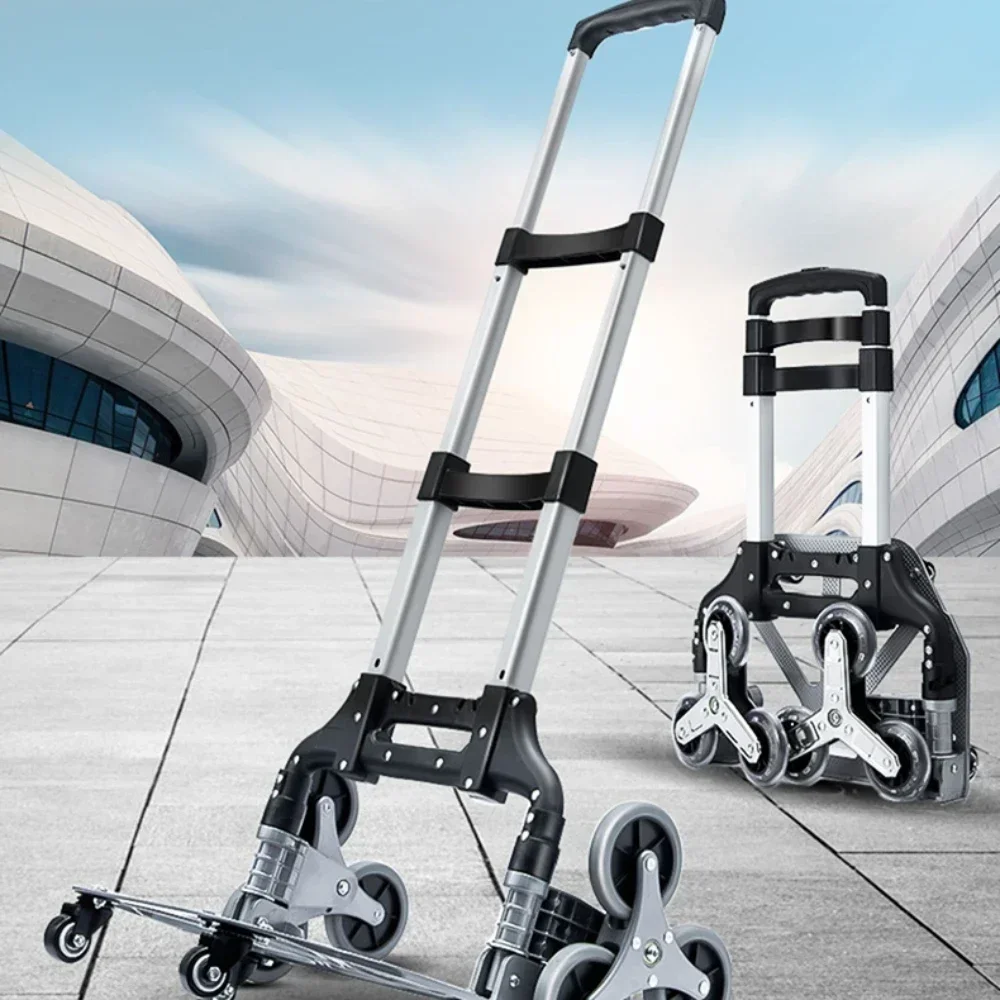 Portable Hand Cart Folding Trolley Multi-function Practical Pulling Tool Cart Home Supermarket Shop Lightweight Beach Terrain Stair Climb Trolley