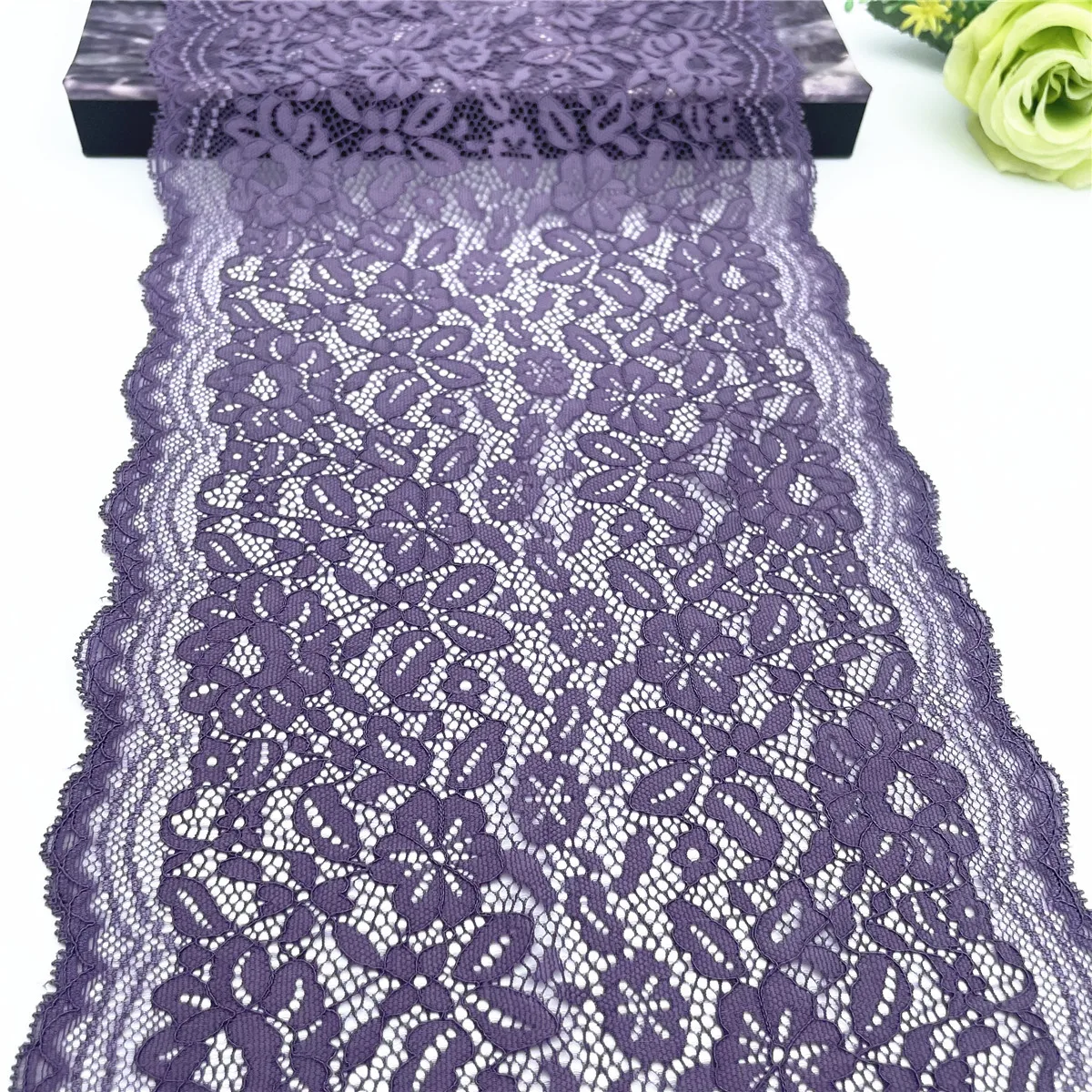 3y/lot Width 8 1/4 inch 21cm Grape Purple Elastic Lace Trim 5