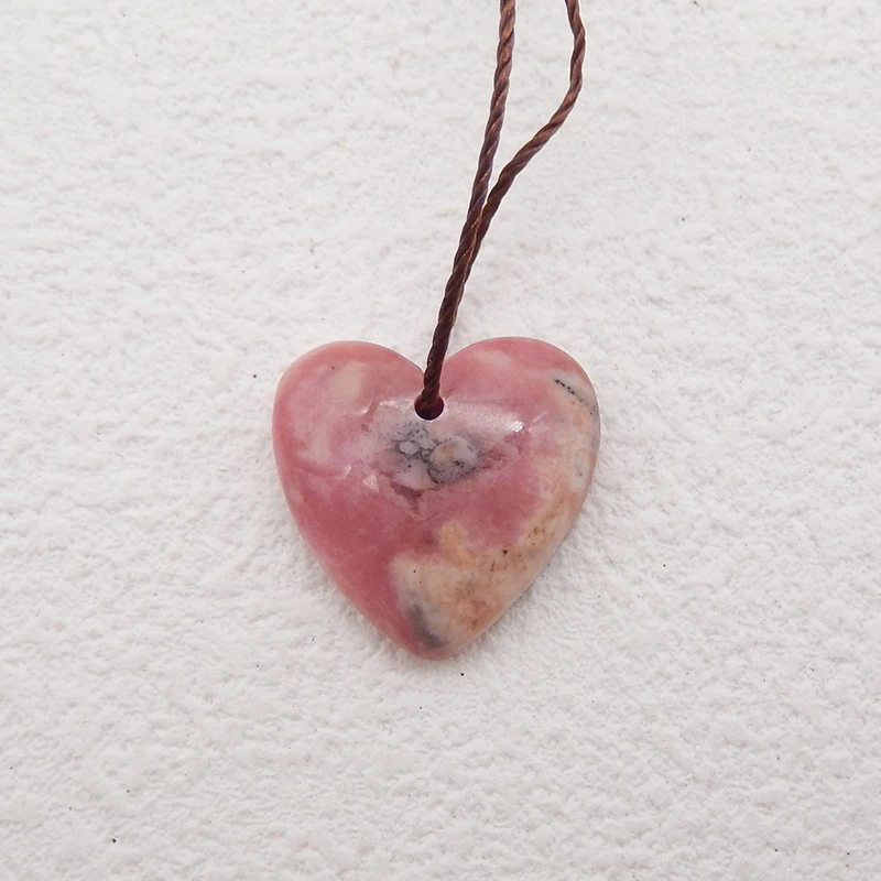 

Natural Stone Rhodonite Heart Pendant Bead Fashion Jewelry Necklace Accessories 15x15x4mm 1.9g