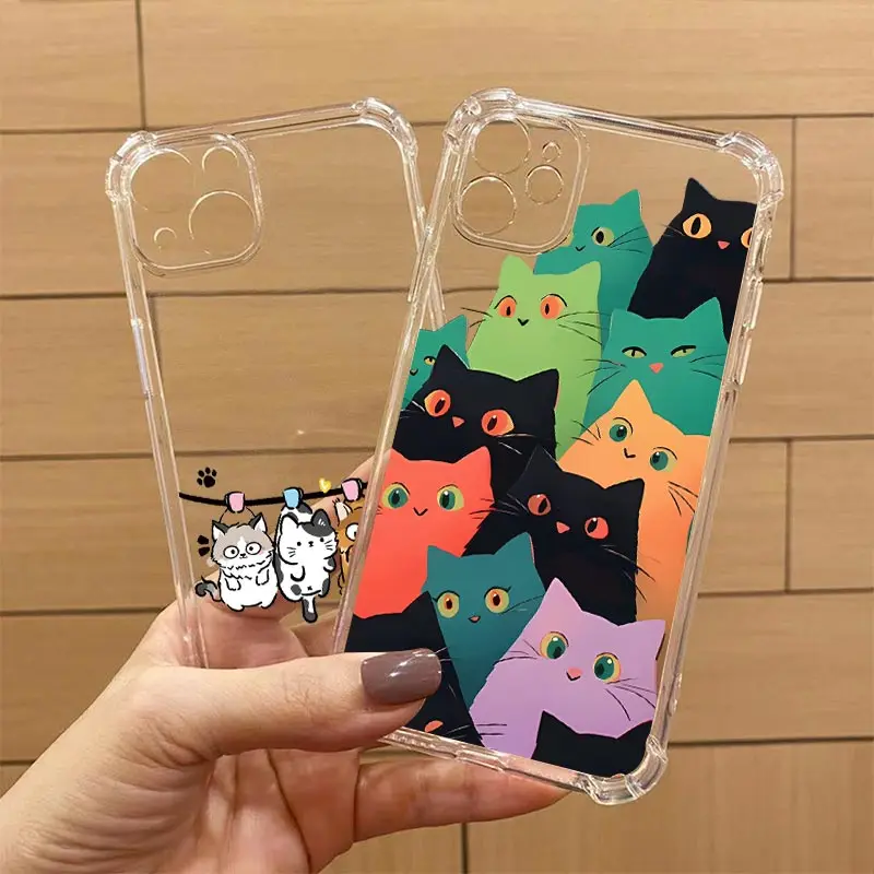 Naughty Cat Transparent Phone Case - Playful Feline Design Cover