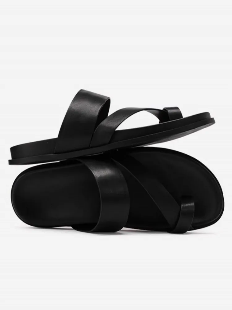 Men\'s Black Slippers Cross Slippers, Non-Slip Lightweight Flat Casual Sandals Amazon.com | Alpine Swiss Hugo Men main image 3