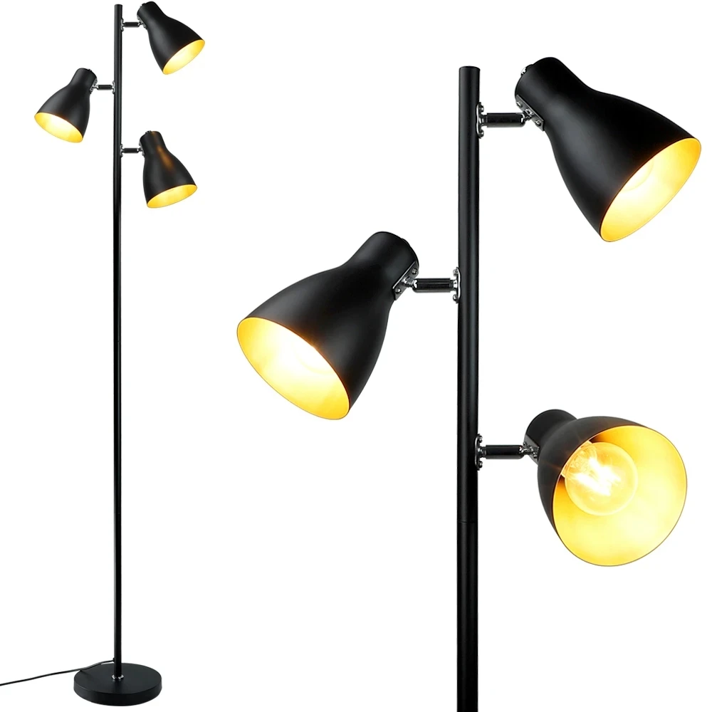 

Tree Floor Lamp Adjustable Lights Standing LED Tall Pole Lamps Black for Bedroom Living Room Office Bulbs Included E26