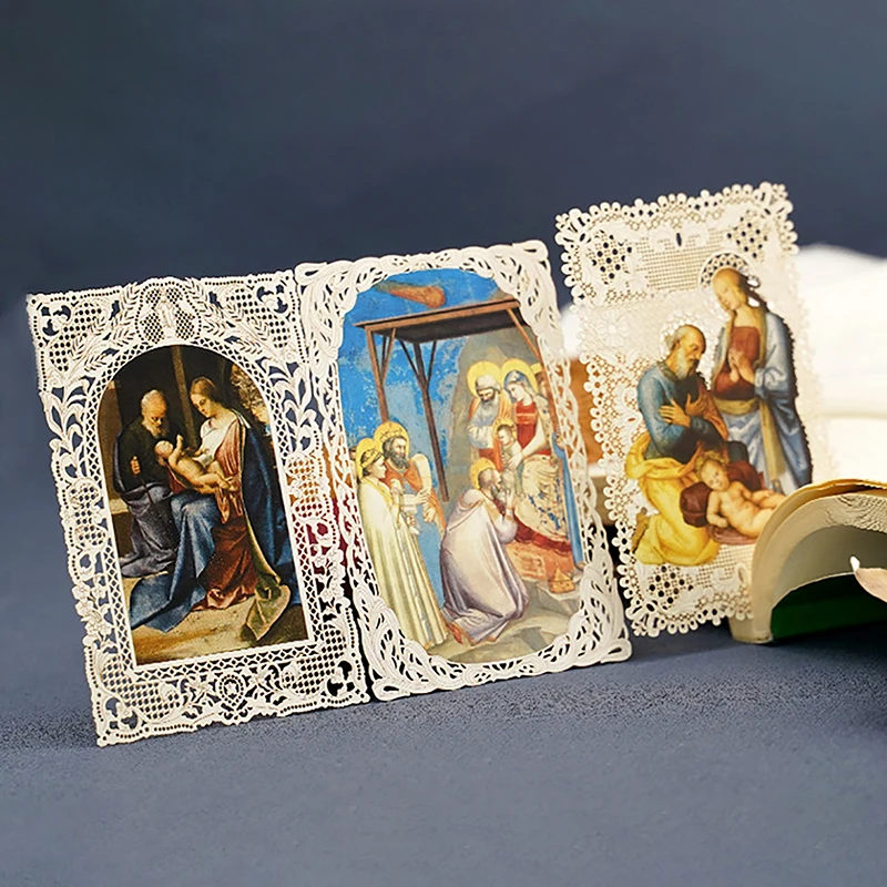 1pc Jesus Holy Family Hollowed Out Lace Bookmark Christian Catholic Icon Card Exquisite Gift Church Souvenir