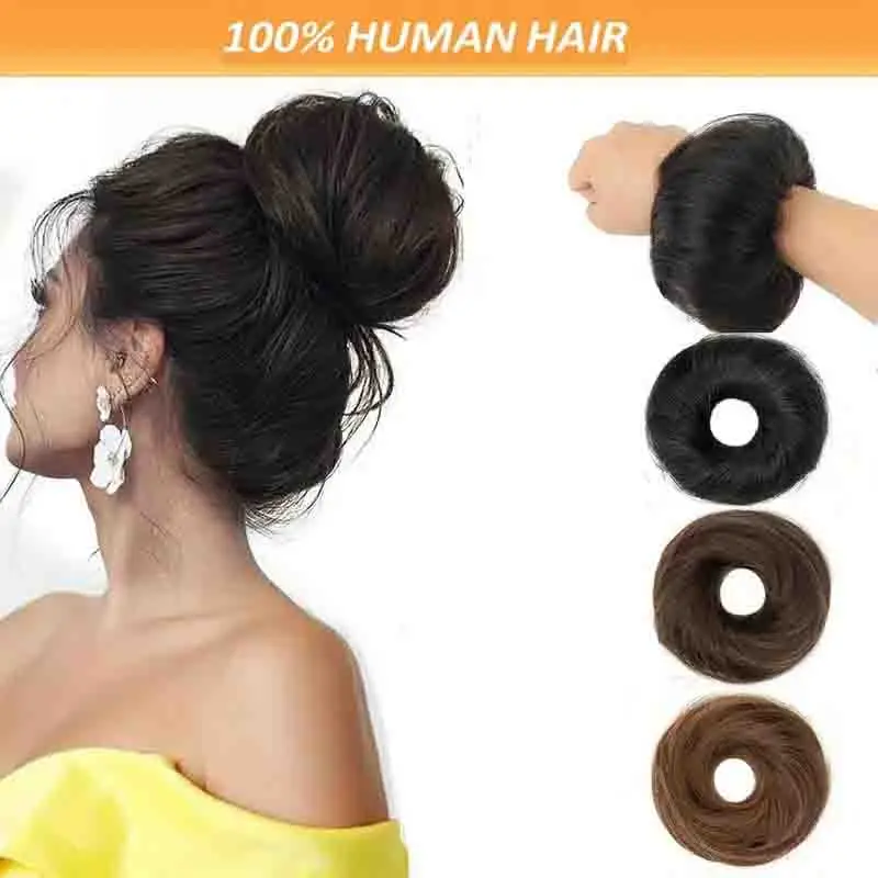 Straight Human Hair Bun for Women Human Hair Chignon in Black Versatile Styling Accessory for Everyday or Special Occasions