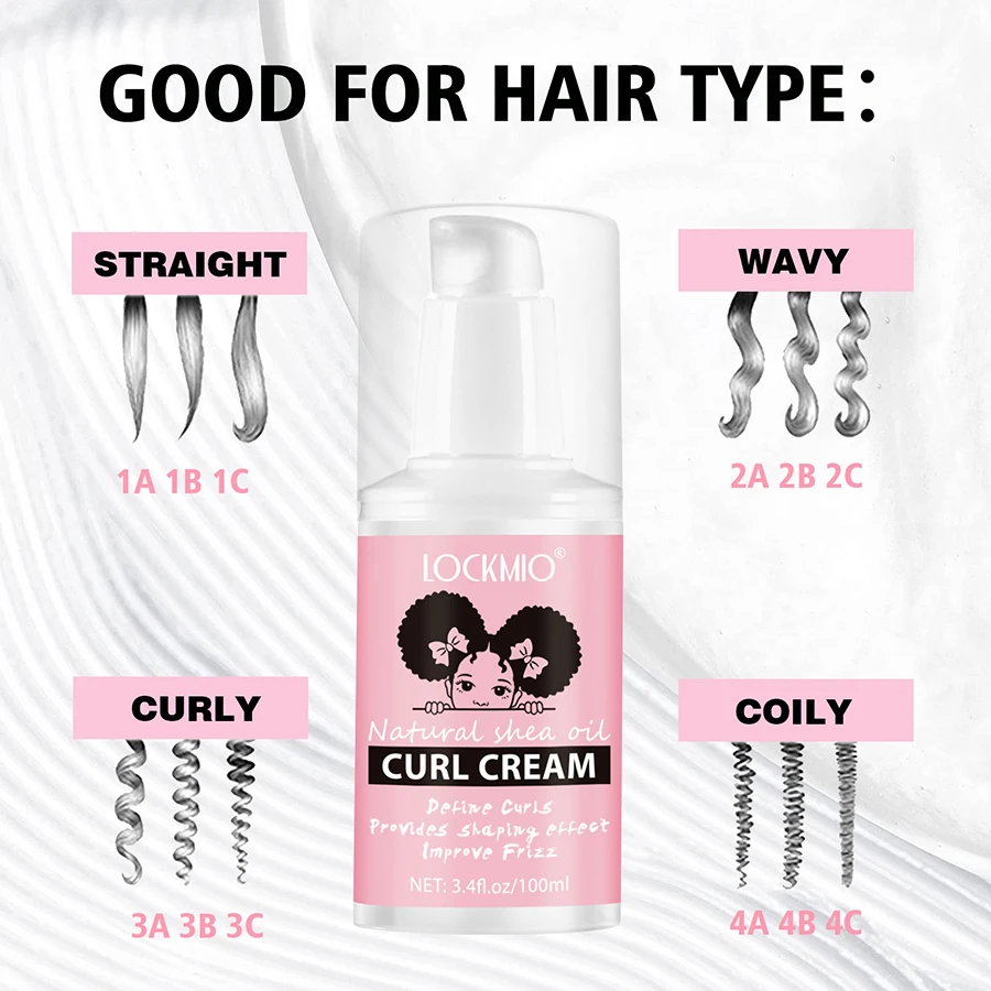 LOCKMIO Natural Curl Defining Cream Anti Frizz Serum for Wavy Curly 100ml Curls Moisturizing Styling Cream Octopus Shaping Comb