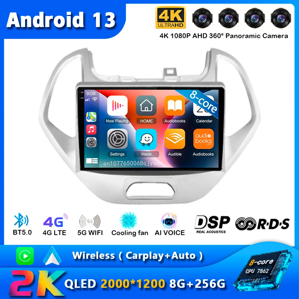

Android 13 Car Radio For Ford FIGO KA 2015 - 2020 Navigation Multimedia Player Stereo WiFi+4G DVD Video BT DSP Carplay 360 Camer