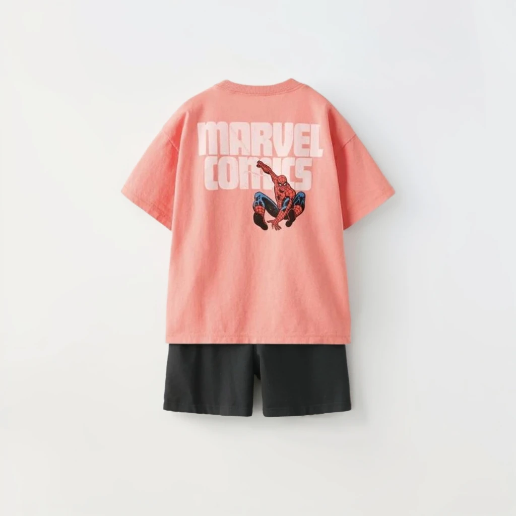 2025 Spider Man Print New Cartoon Short Sleeved Set For Baby Boys' Sportswear Summer T-shirt+shorts Children's 2-piece Set 5