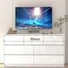 White Dressing Table in Bedroom, 55 Inch Long Dressing Table, High Gloss Dressing Table with 7 Drawers, Wooden Drawer Cabinet 5