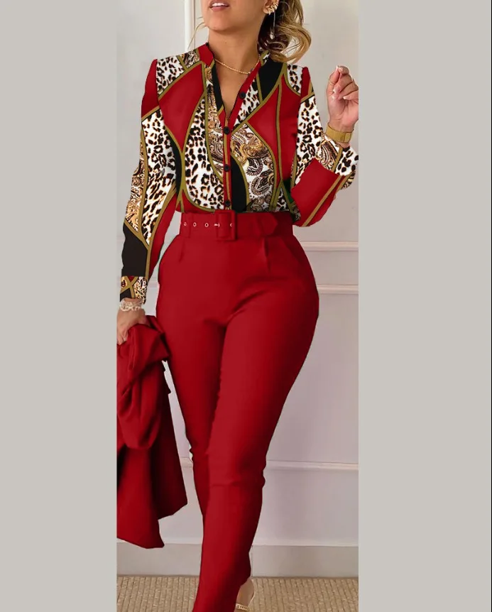 Spring and Autumn New Women's Sweetheart Style Fresh and Sweet Women's Polyester Long Sleeve Fashion Casual Set (No Coat）