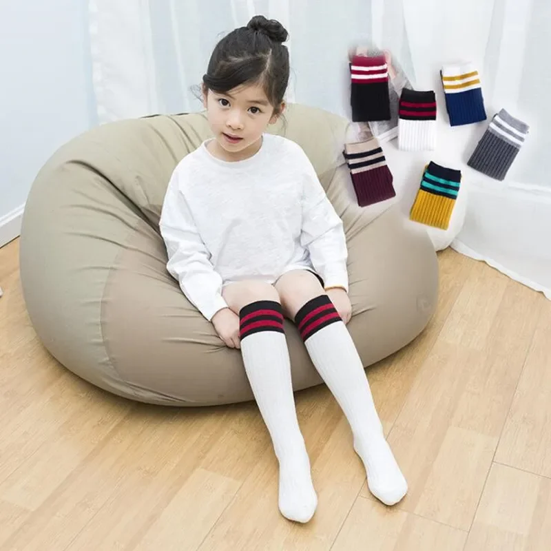 Kids Boys Toddlers Girls Socks Knee High Long Soft Cotton Baby Socks Stripped Children School Clothes 4-9 Years