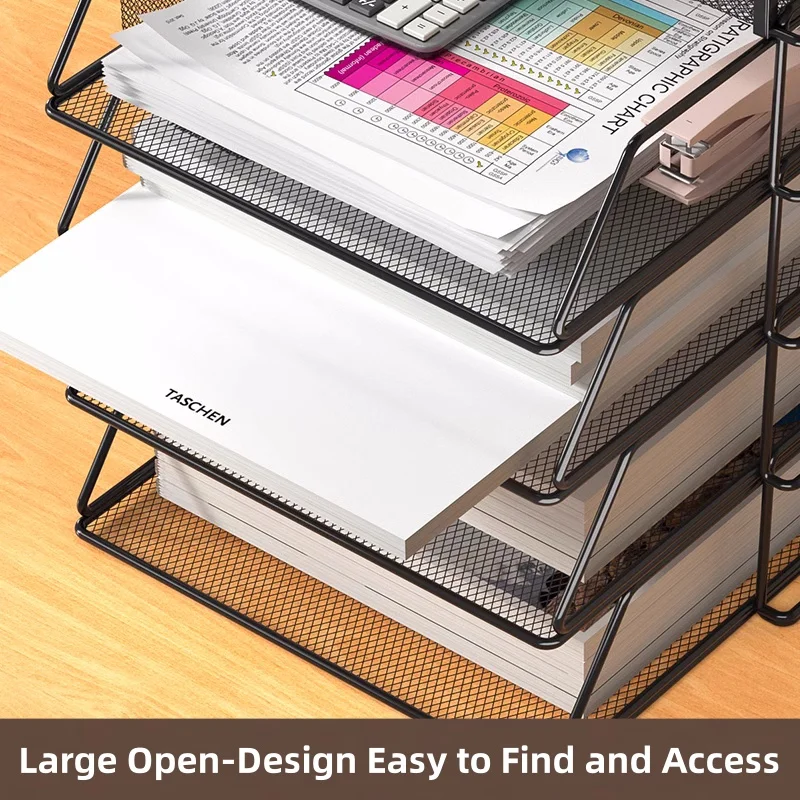 Office A4 Paper Desk Organizer Document File Letter Book Brochure Filling Tray Rack Shelf Carrier Metal Wire Mesh Storage Holder 5