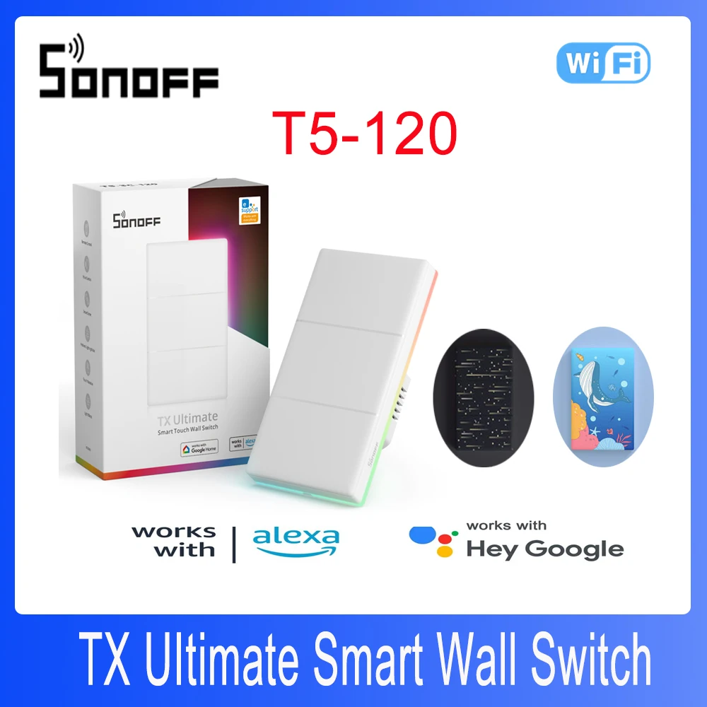 Sonoff TX uitimate สวิตช์ติดผนังอัจฉริยะชนิด120ไร้สาย ewelink app/vioce รีโมทคอนโทรลถอดเปลี่ยนได้ฝาครอบผ่าน Alexa Google Home 1