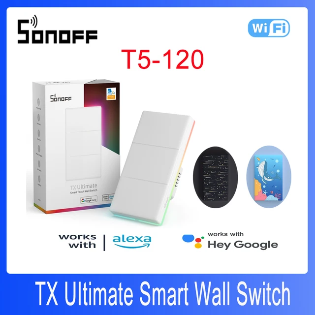 Sonoff TX uitimate สวิตช์ติดผนังอัจฉริยะชนิด120ไร้สาย ewelink app/vioce รีโมทคอนโทรลถอดเปลี่ยนได้ฝาครอบผ่าน Alexa Google Home 1