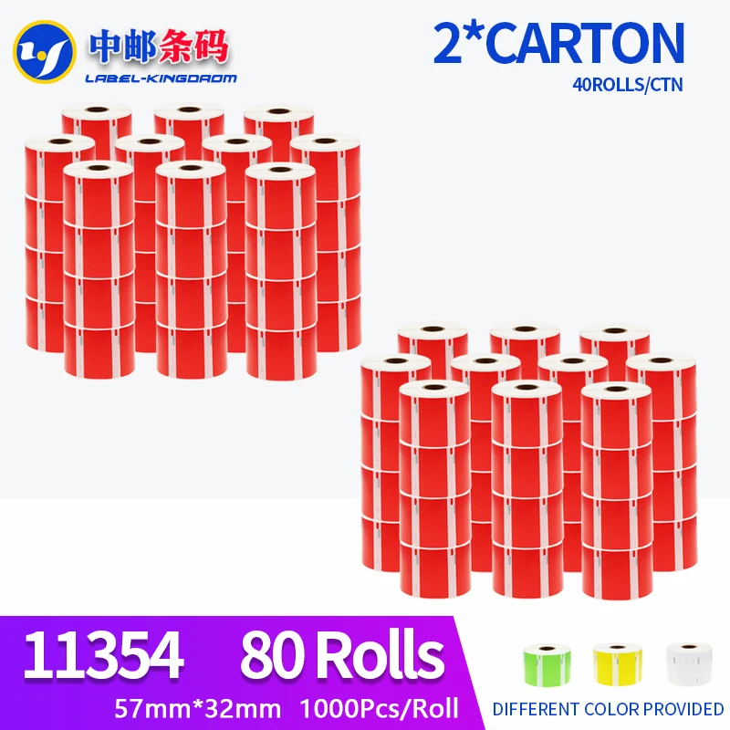 

80 Rolls Dymo Generic Red Color 11354 Label 57*32mm 1000Pcs Compatible for LW400 450 450Turbo Seiko SLP 440 Printer