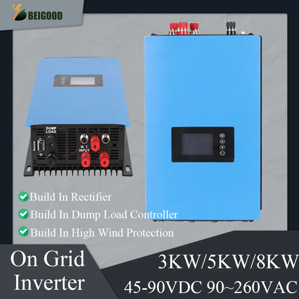 3Kw 5Kw 8Kw Wind On Grid Tie Inverter Con Limitatore Generatore Di Turbine Eoliche Monitor Wifi Scarica Batteria Da Dc22-90V A Ac90-260V