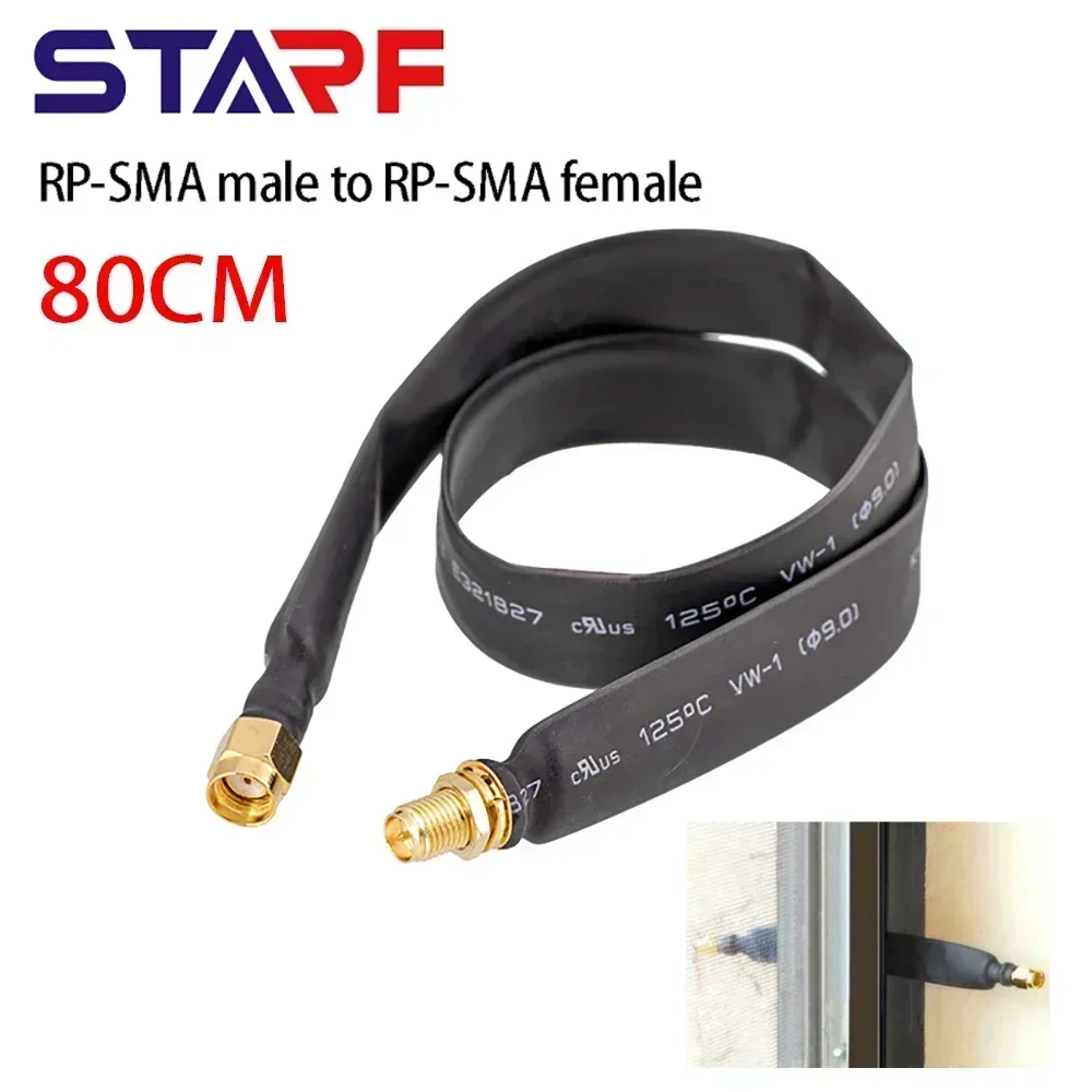 80cm Coaxial Extension Cable RP-SMA Male To RP-SMA Female Helium Hotspot Miner Antenna Flat-Window Door Feed Thru