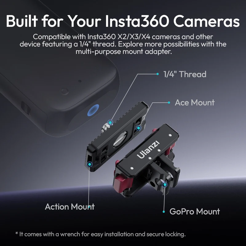 Ulanzi Magnetic Quick Release Mount for Insta360 X4 X3 ONE X2 ONE R ONE X ONE RS Ace Pro Camera Photography Accessories
