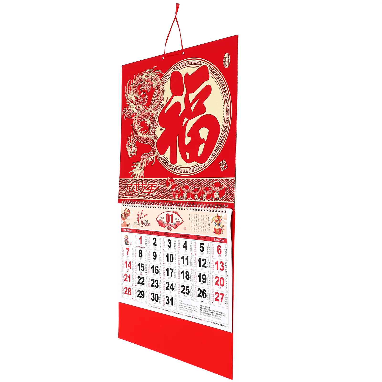 Delicate 2024 Wall Calendar Office Bathroom Decorations Year Dragon Calendars Paper Lunar