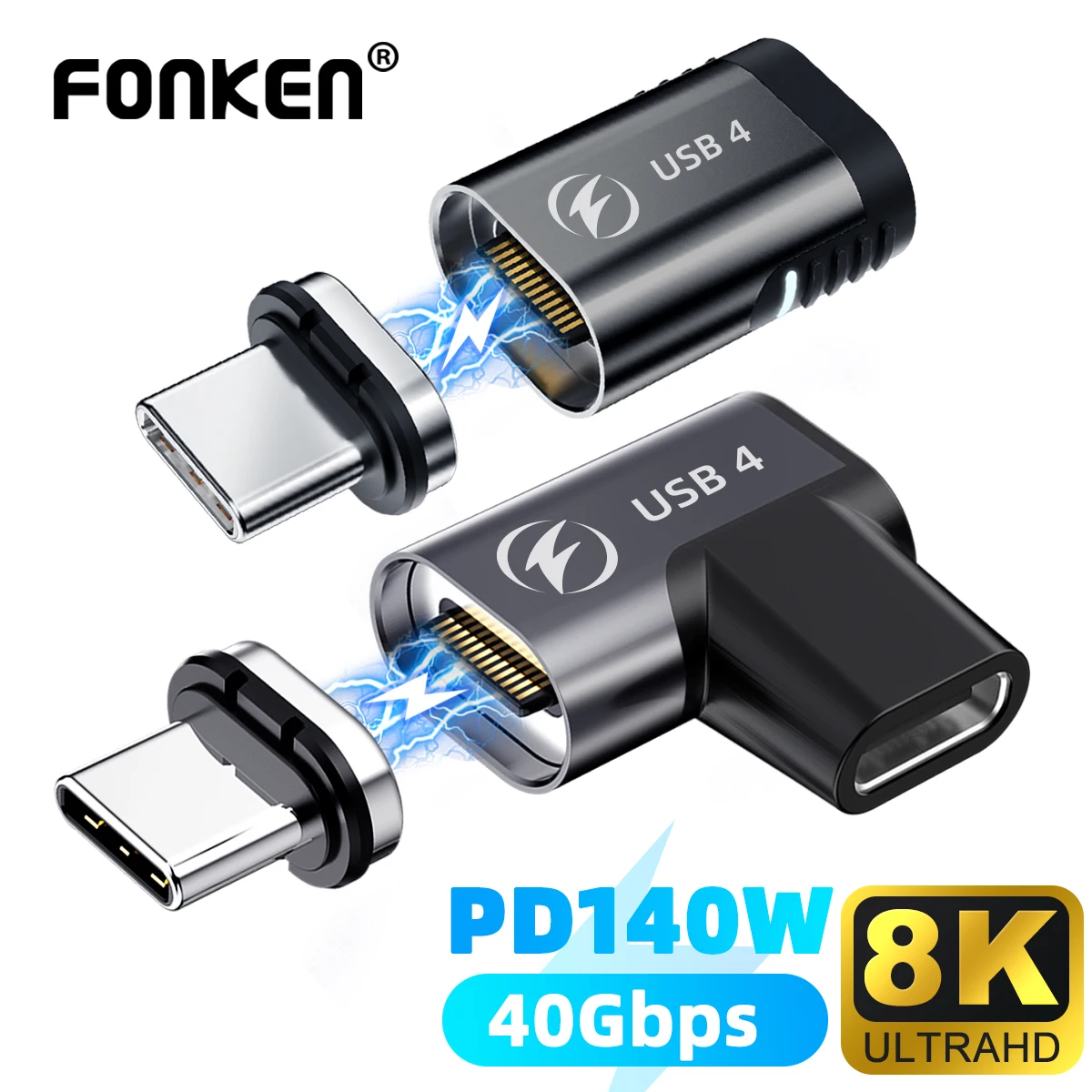 GELRHONR Adaptateur magnétique USB c, 24 Broches usb4 Type c pd 140w