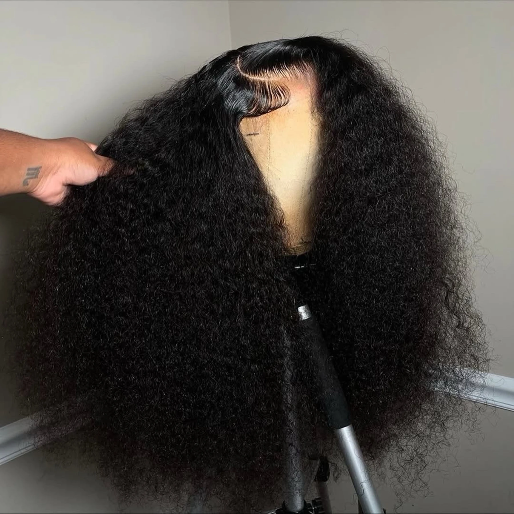 Kinky Curly Full Soft 13X4 HD Lace Frontal Wig For Black Women Prepucked Bleach Knots Glueless Wig Heat Resistant Fiber Cosplay 1