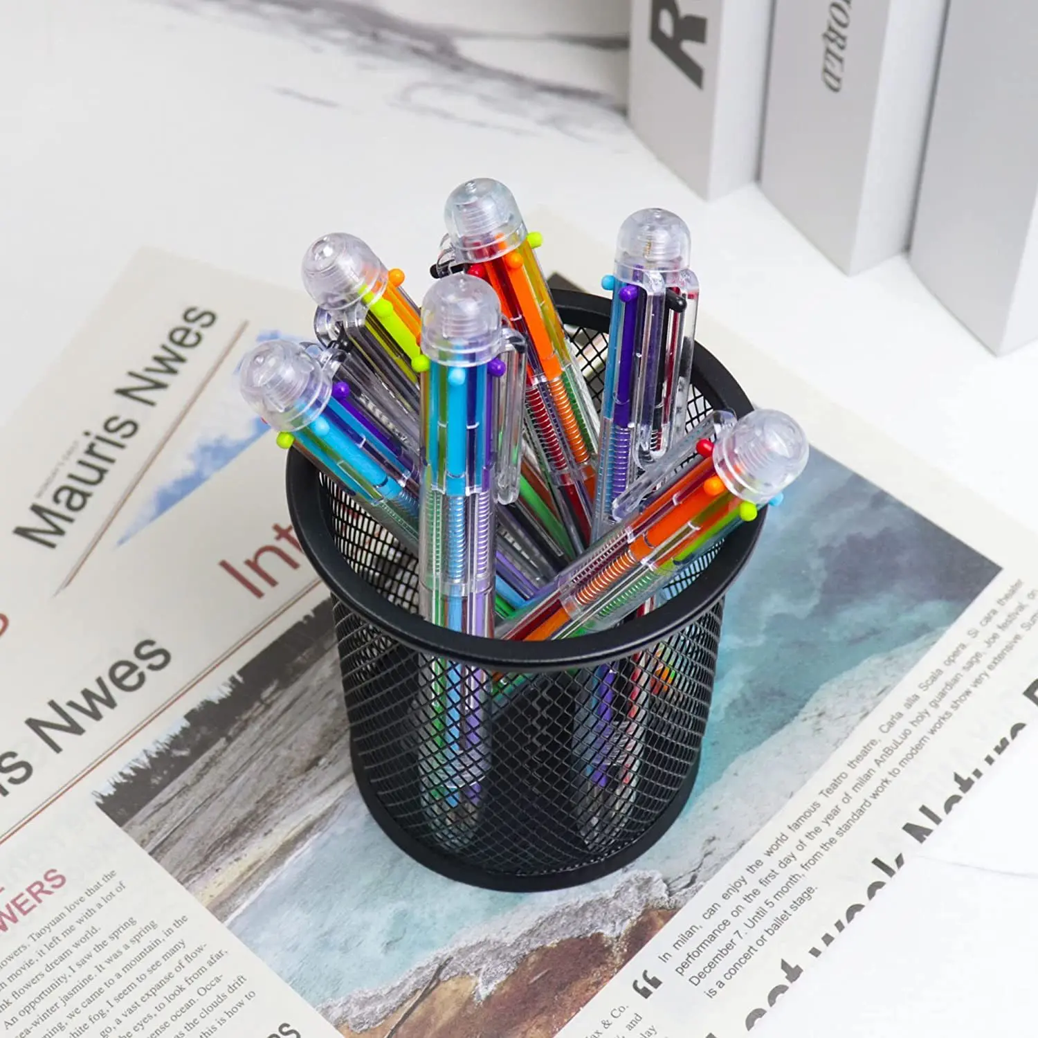 2pack 0.5mm 6-in-1 Multicolor Ballpoint Pen, 6 Color Transparent Barrel  Retractable Ballpoint Pens For Office School Supplies - Ballpoint Pens -  AliExpress