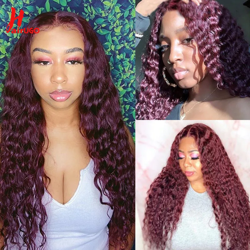 Human Hair Extensions Human Hair Bundles HairUGo Malaysian 99J Water Wave Hair Bundles Remy Hair Ombre 1/3/4 Bundle Water Wave Red Weaving