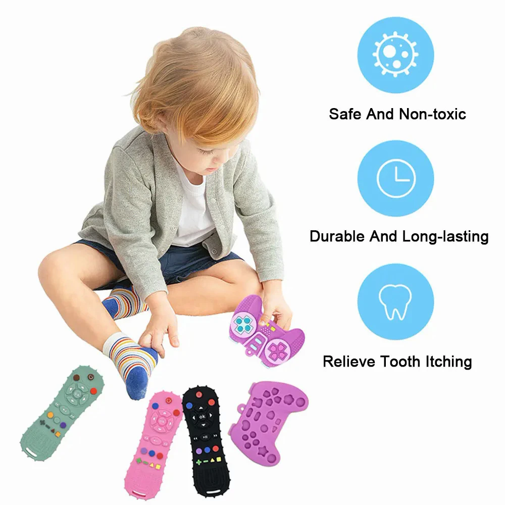Baby Teether TV or Game Remote Control Shape Silicone Molar Stick Safe Material Teething Toys Kid Sensory Educational Toy Gifts teething toys silicone teething toys early education toy