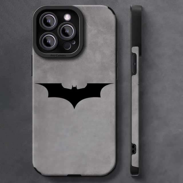 Luxury Leather Lambskin Shockproof Phone Case for IPhone 17 16 Pro Max Air 15 14 13 Max Black B-BatmanS Classic