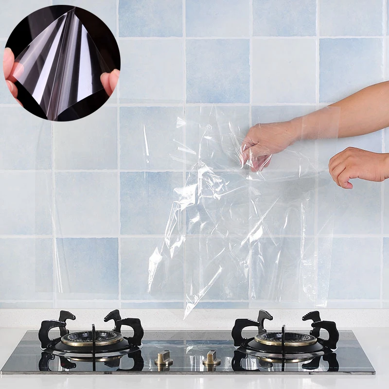 4 Pcs Transparent Oil Proof Kitchen Backsplash Protector, Wall