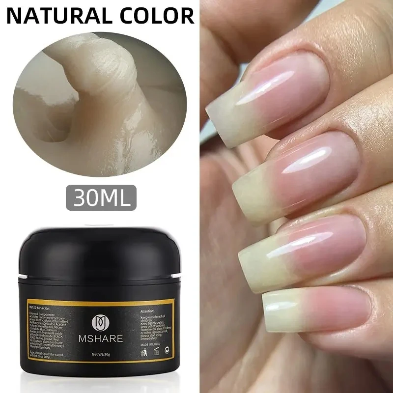 Mshare 30G/60G Dall'Aspetto Naturale Poly Nails Acryl Gel Nail Extensions Builder Uv Led Acrilgel Crystal Clear Gel Logo Personalizzazione