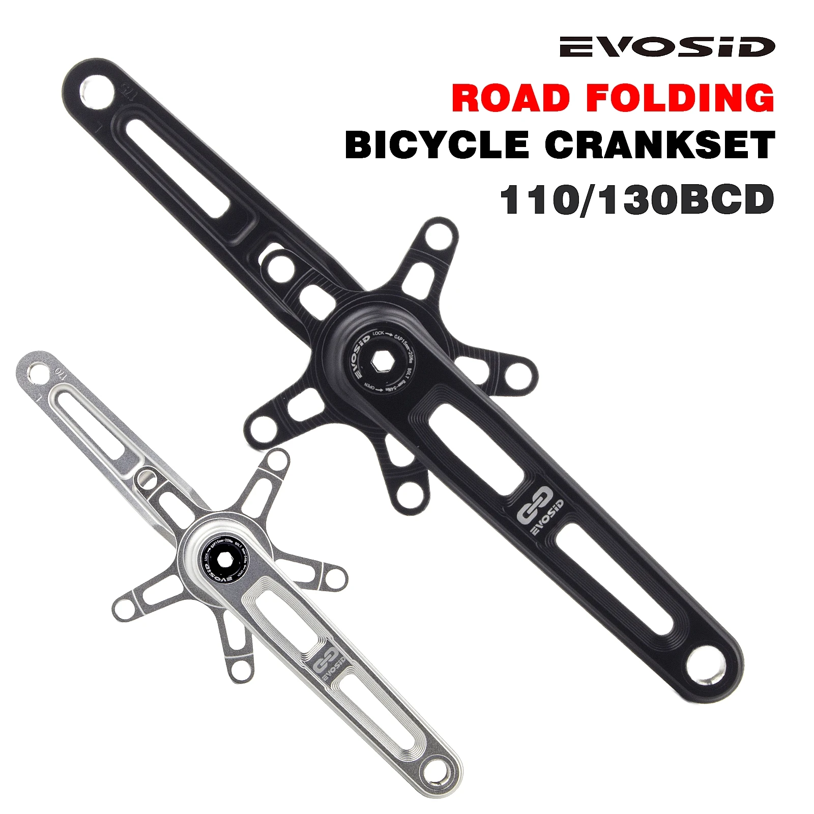 BCD110/130 Road Folding Bike Crankset 165/170/175mm Crank Arm 5