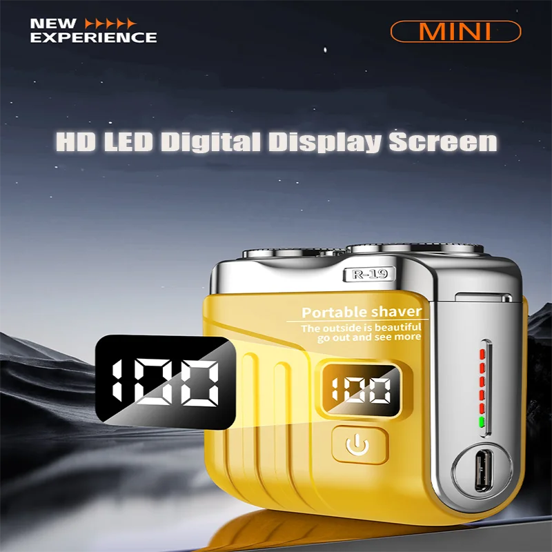 Electric Smart Shaver Digital Display Mini Dual Blade Rechargeable Shaver Household Car Powerful Men's Gift Electric Shaver