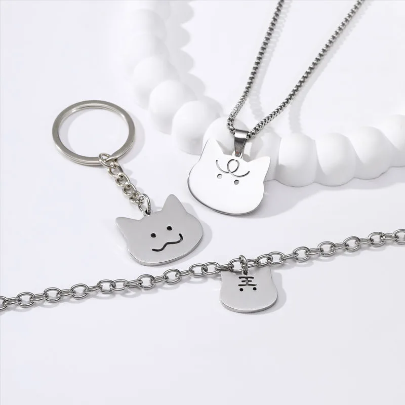 Game Love and Deepspace Sylus Qin Che Cute Cat Necklace Bracelet Set DIY Backpack Keychain Party Decor Xmas New Year Gifts anime keychain,cosplay necklace,keychain pendant