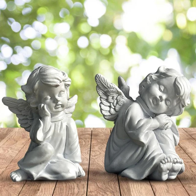 Statue D'ange En Résine, Figurine D'ange De Jardin, Décoration Féerique De  Fleur, Sculpture D'ange Mignonne De Petite Fille - Statues Et Sculptures -  AliExpress