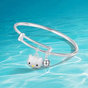 고급 보석 990 스털링 실버 팔찌 & 팔찌 벨 팔찌 발찌 신생아 유아 소년 소녀 팔찌 조정 가능한 선물