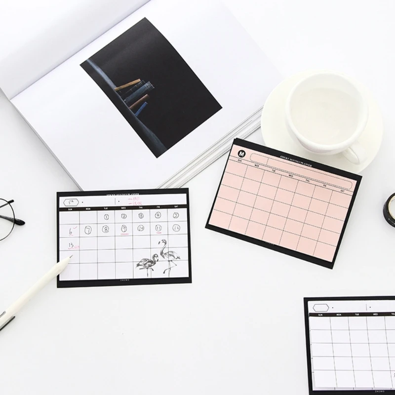68TA 30 Sheets Monthly Planner Decorative Calendar Schedule Notebook Weekly Planner Memo Pad